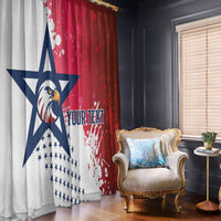 Red, white and blue custom rugby window curtain with eagle and star graphic