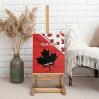 Red canvas wall art with YOUR TEXT and CANUCKS logo, maple leafs, full front