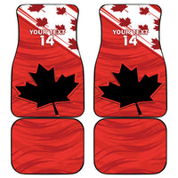 Red car floor mat set of four with maple leaf pattern