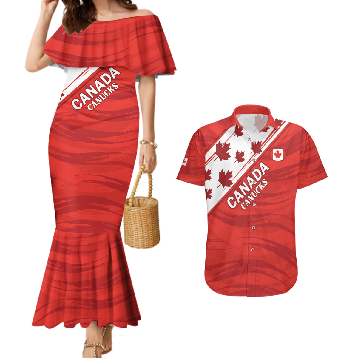 Custom Canada Rugby Couples Matching Mermaid Dress and Hawaiian Shirt 2024 Pacific Go Canucks - Wonder Print Shop