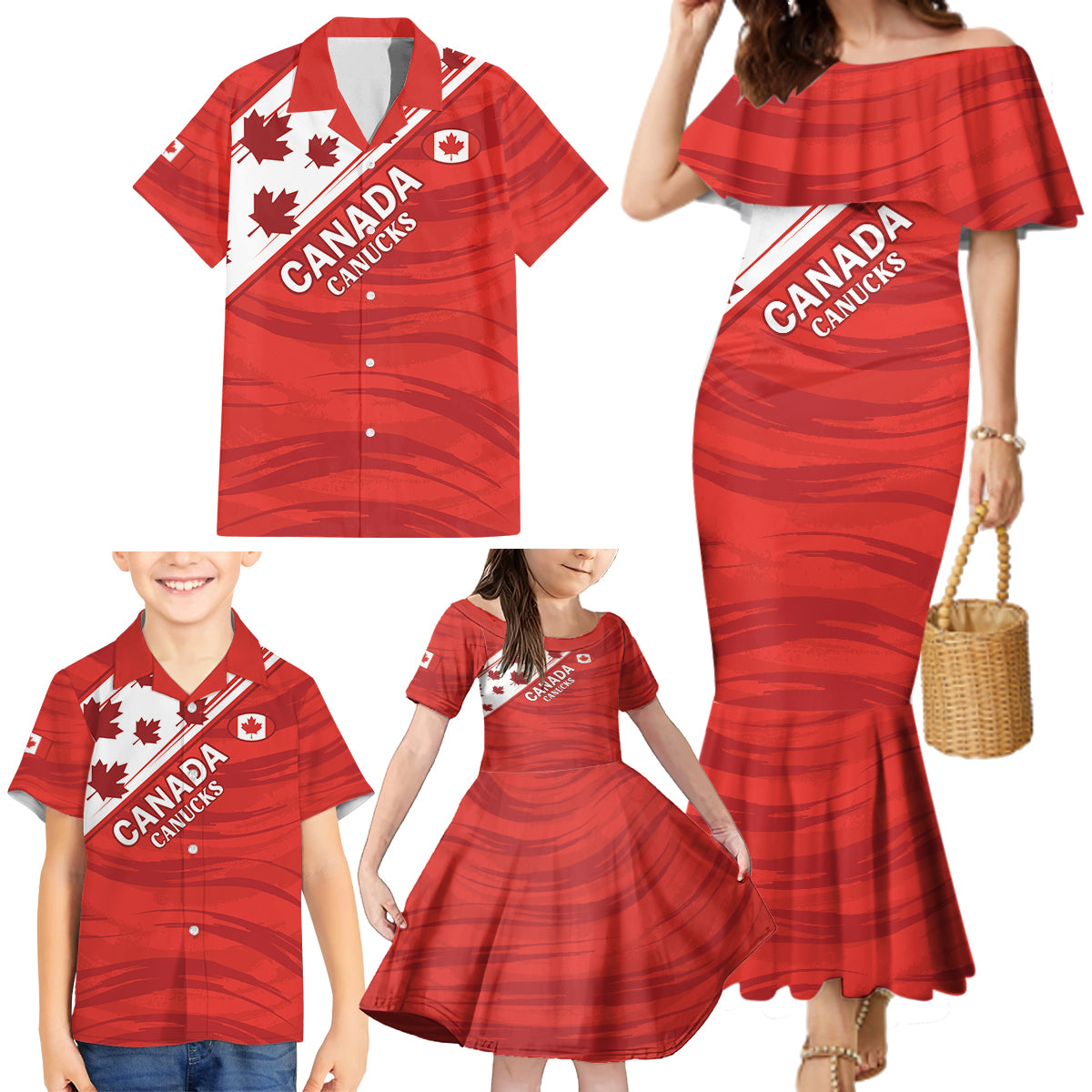 Custom Canada Rugby Family Matching Mermaid Dress and Hawaiian Shirt 2024 Pacific Go Canucks - Wonder Print Shop