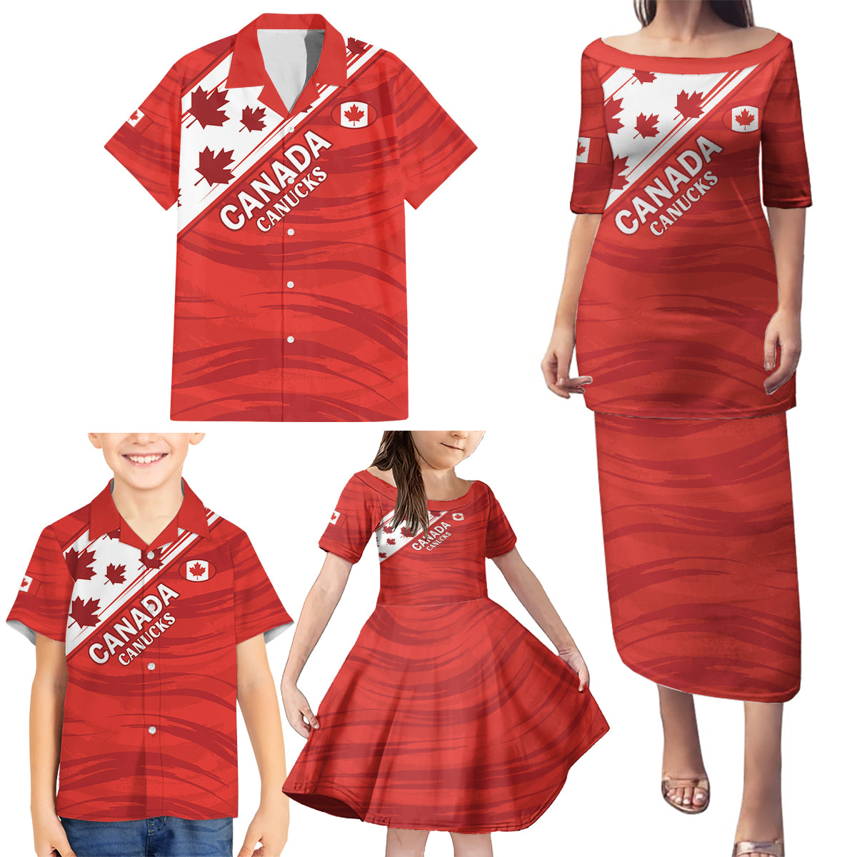 Custom Canada Rugby Family Matching Puletasi and Hawaiian Shirt 2024 Pacific Go Canucks - Wonder Print Shop