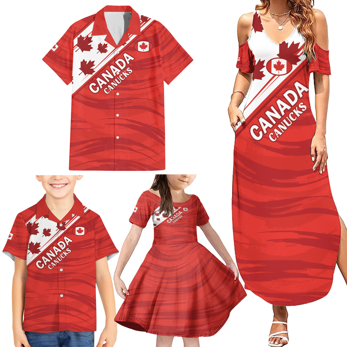 Custom Canada Rugby Family Matching Summer Maxi Dress and Hawaiian Shirt 2024 Pacific Go Canucks - Wonder Print Shop