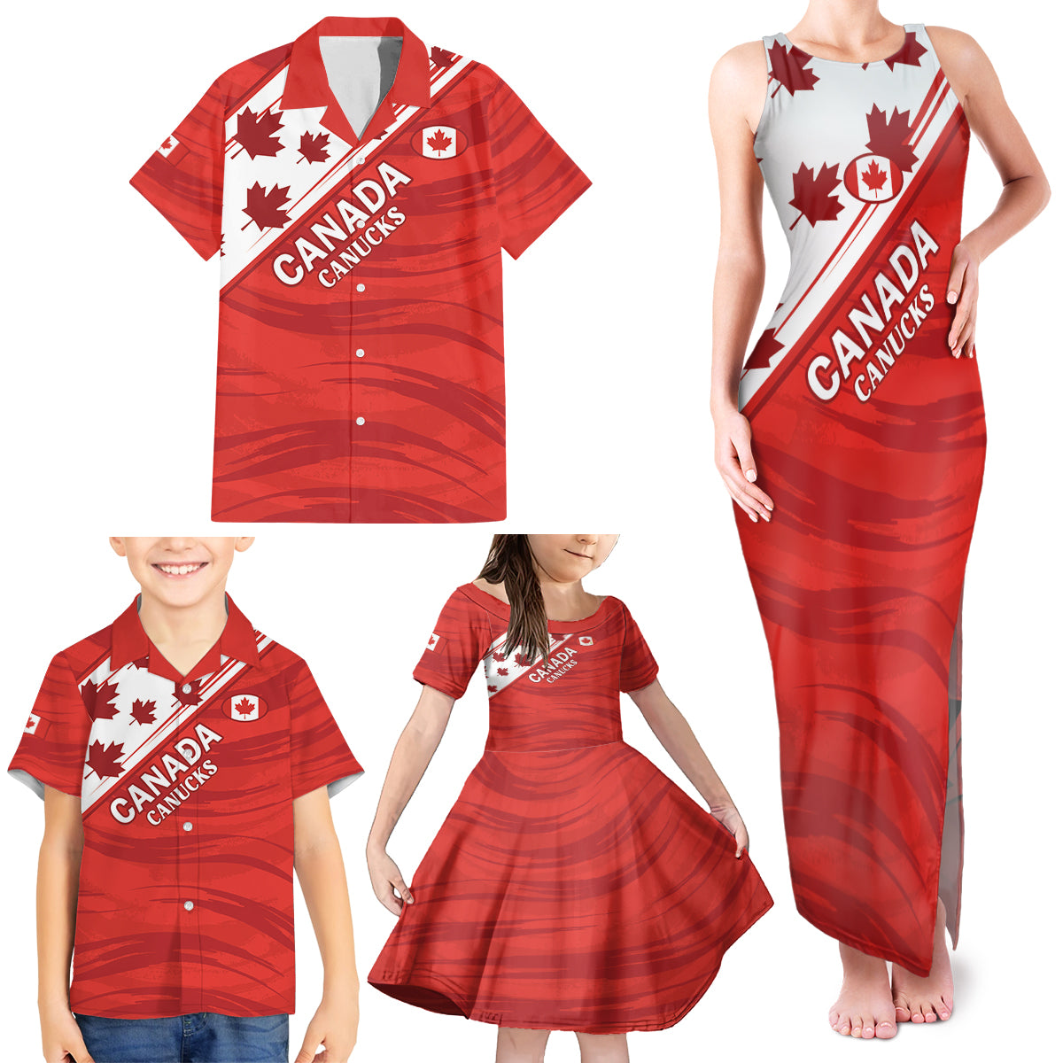 Custom Canada Rugby Family Matching Tank Maxi Dress and Hawaiian Shirt 2024 Pacific Go Canucks - Wonder Print Shop