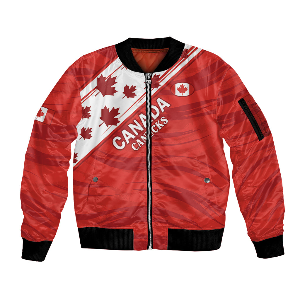 Custom Canada Rugby Sleeve Zip Bomber Jacket 2024 Pacific Go Canucks