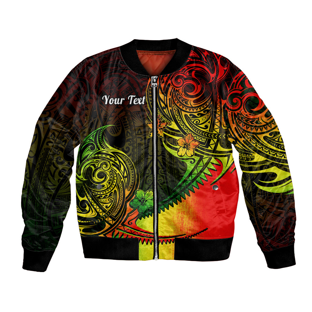 Bomber jacket with front zipper and ribbed cuffs; multicolor tribal print