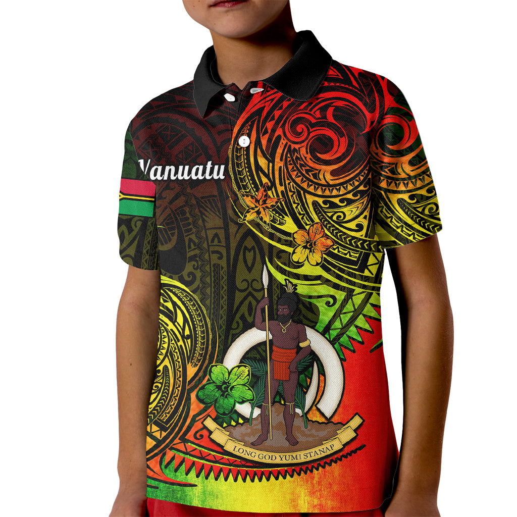 Polynesian Pride Vanuatu Polo Shirt for Kid Reggae Polynesia Long God Yumi Stanap - Wonder Print Shop