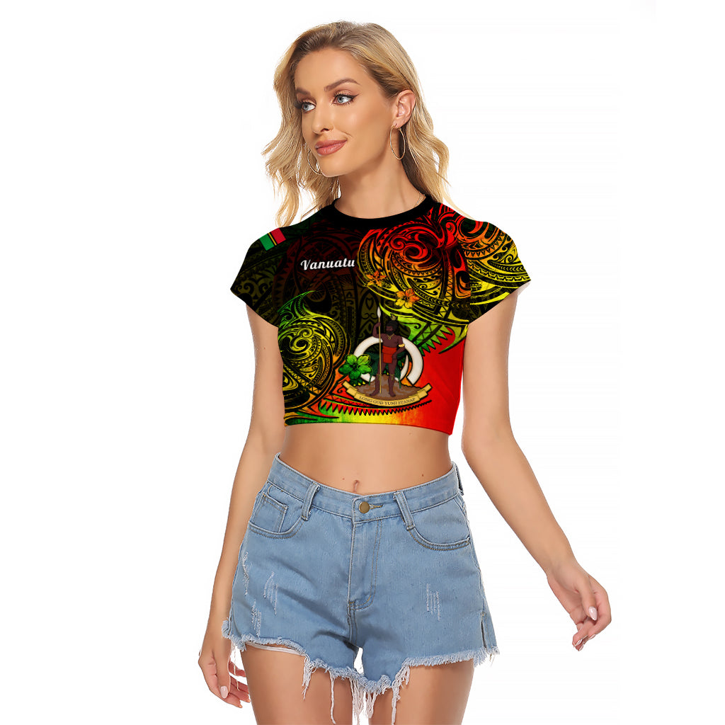 Polynesian Pride Vanuatu Raglan Cropped T Shirt Reggae Polynesia Long God Yumi Stanap - Wonder Print Shop