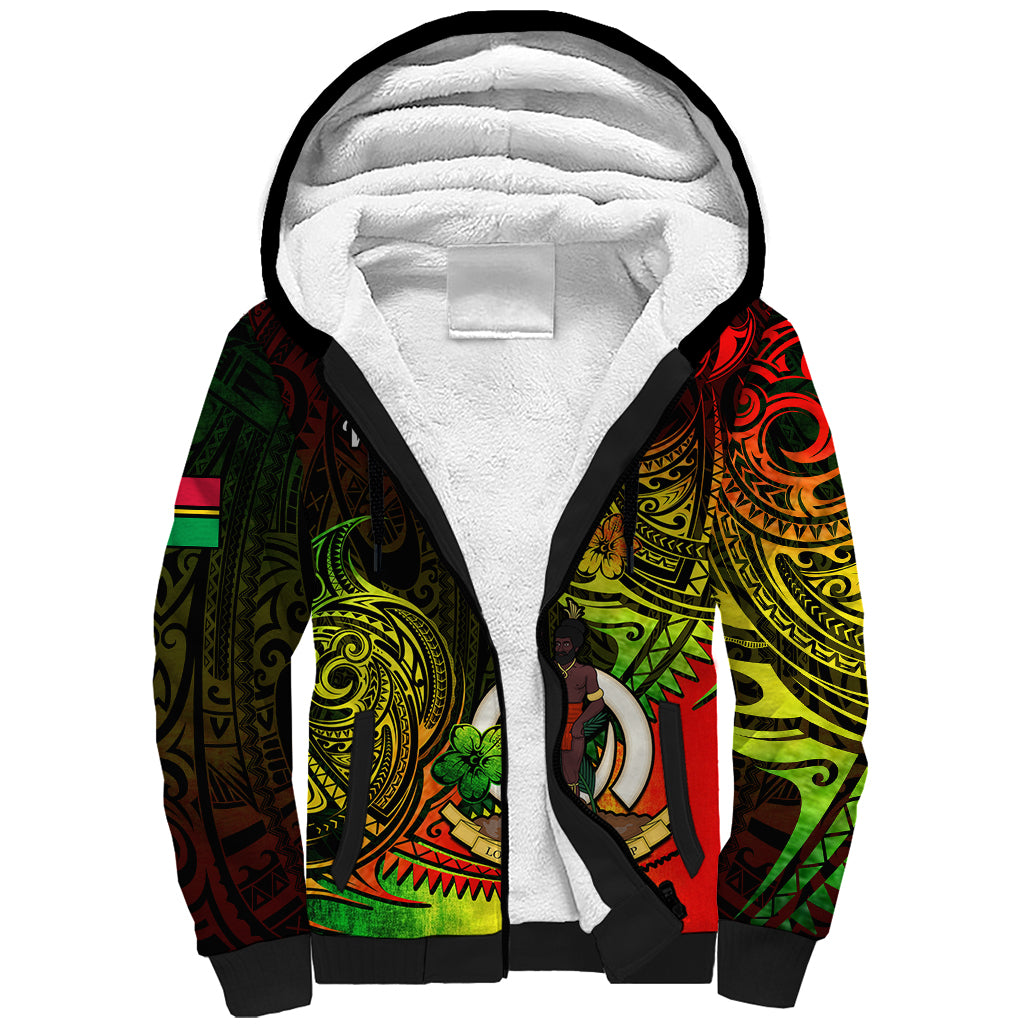 Polynesian Pride Vanuatu Sherpa Hoodie Reggae Polynesia Long God Yumi Stanap - Wonder Print Shop