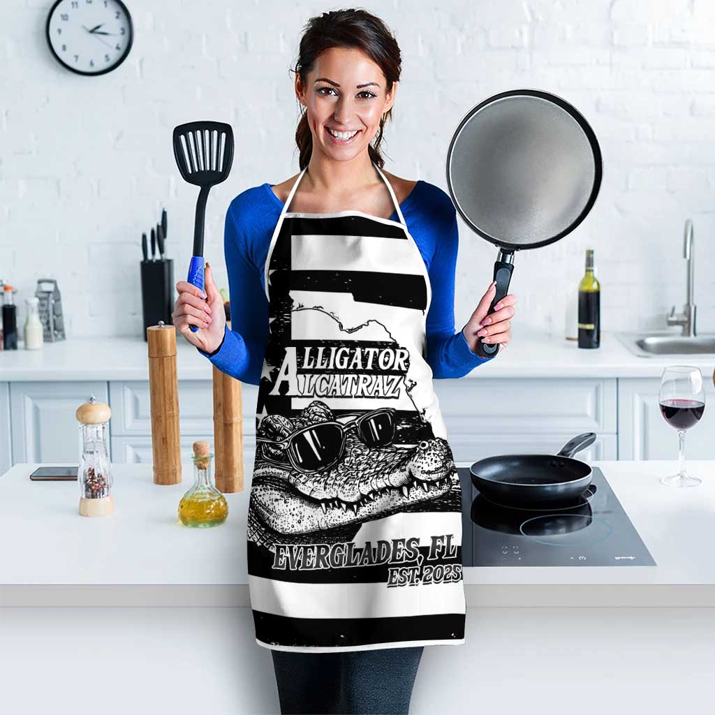 Alligator Alcatraz Apron Cool Gator Everglades USA Grunge Flag - Wonder Print Shop
