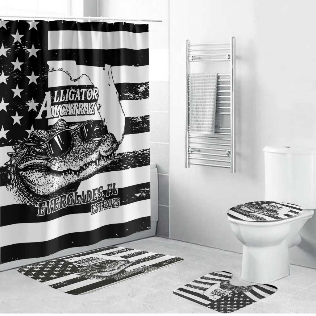 Alligator Alcatraz Bathroom Set Cool Gator Everglades USA Grunge Flag - Wonder Print Shop