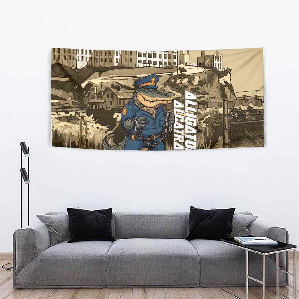 Alligator Alcatraz Tapestry Police Gator Rock Penitentiary - Wonder Print Shop