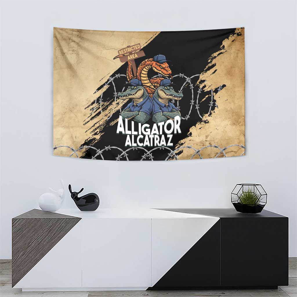 Alligator Alcatraz Tapestry Gator and Python Restricted Area - Wonder Print Shop