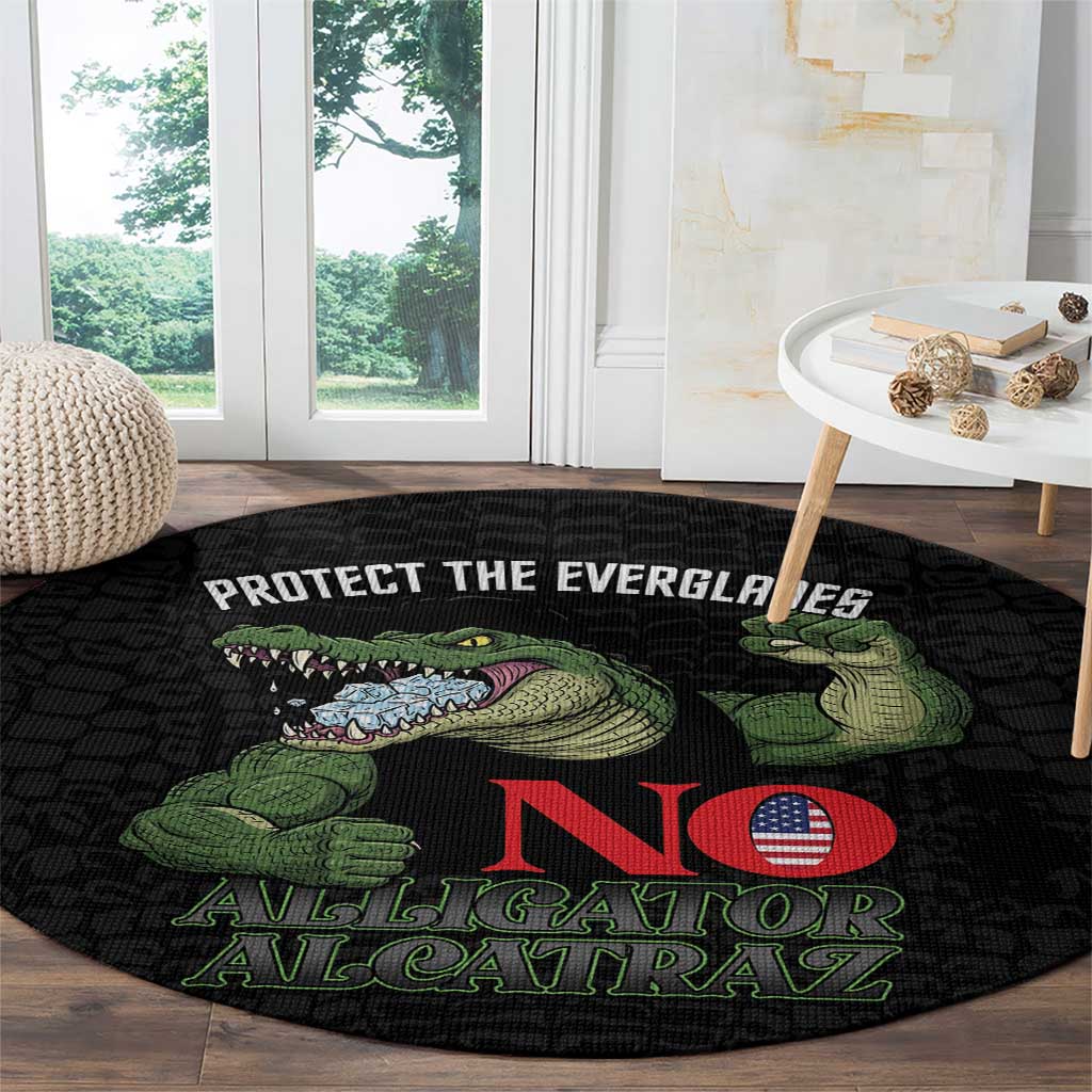 Protect The Everglades Round Carpet Gator No Alligator Alcatraz - Wonder Print Shop