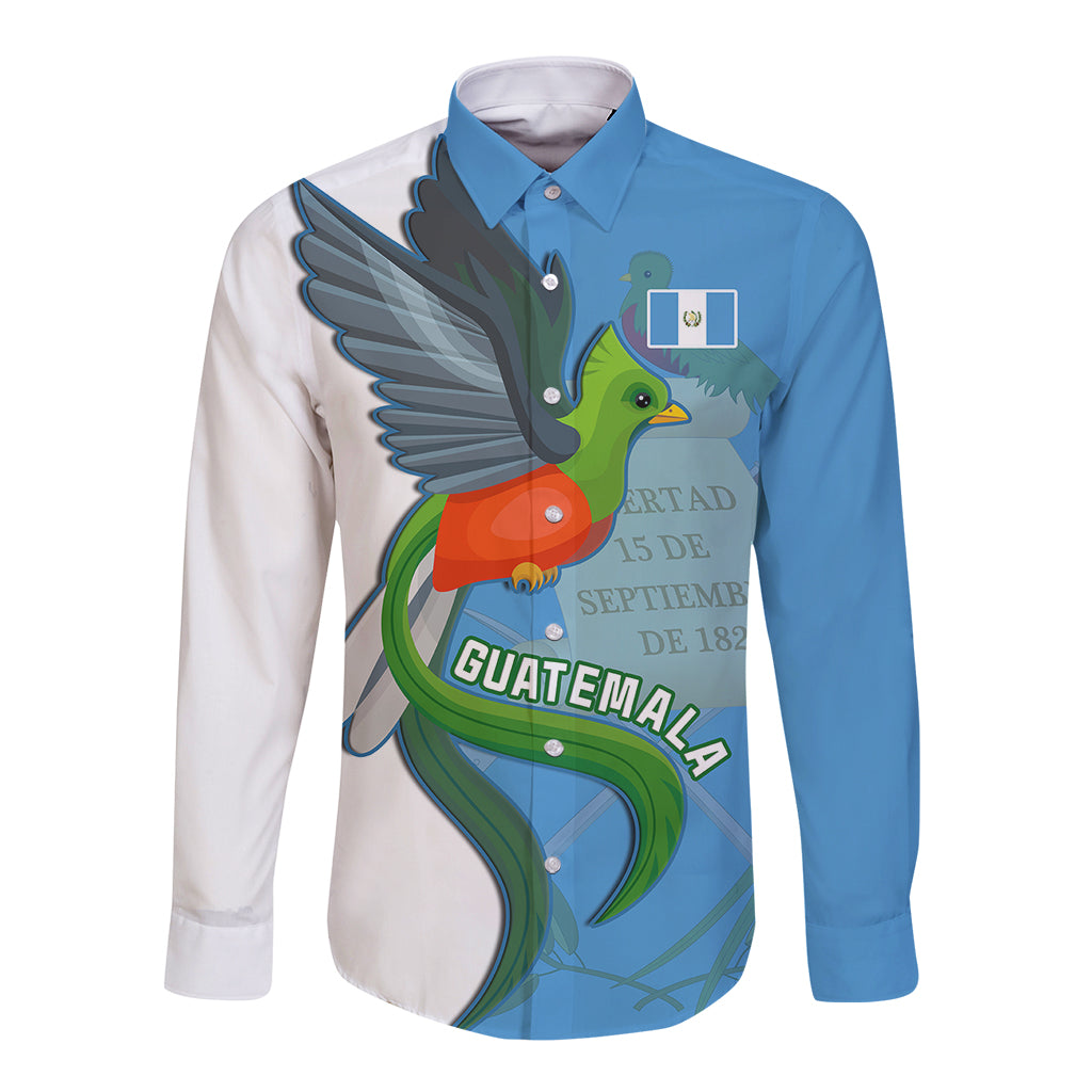 Guatemala Independence Day Long Sleeve Button Shirt Guatemalan Quetzal 202st Anniversary - Wonder Print Shop