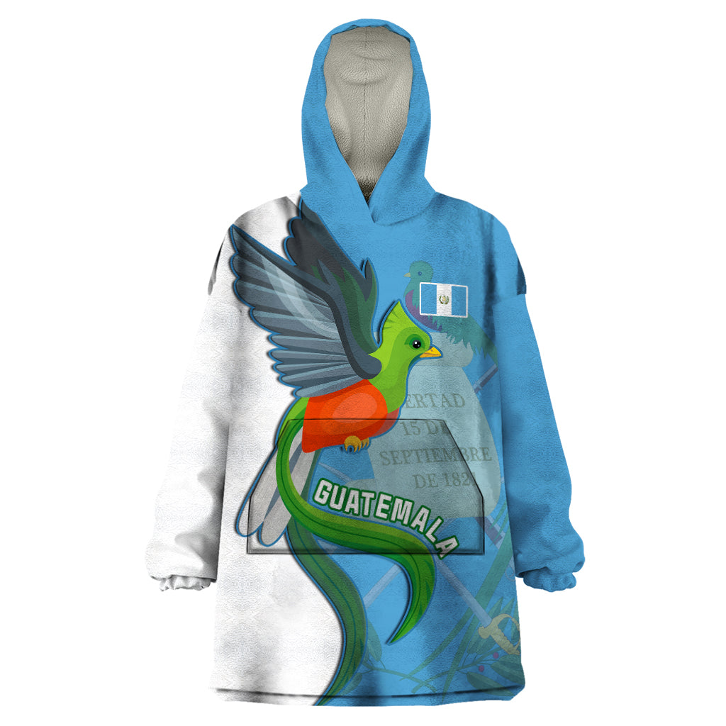 Custom Guatemala Independence Day Wearable Blanket Hoodie Guatemalan Quetzal 202st Anniversary - Wonder Print Shop