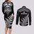 New Zealand Silver Fern Rugby Couples Matching Long Sleeve Bodycon Dress and Long Sleeve Button Shirts Go All Black 2023 World Cup - Wonder Print Shop