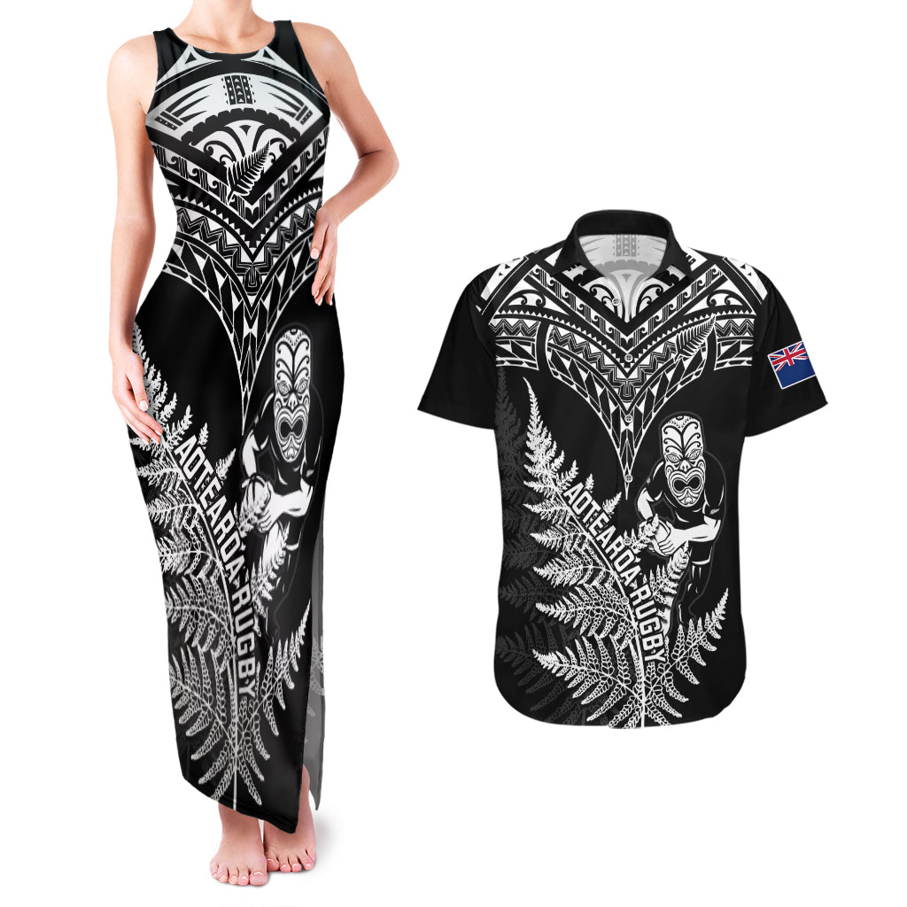 New Zealand Silver Fern Rugby Couples Matching Tank Maxi Dress and Hawaiian Shirt Go All Black 2023 World Cup - Wonder Print Shop