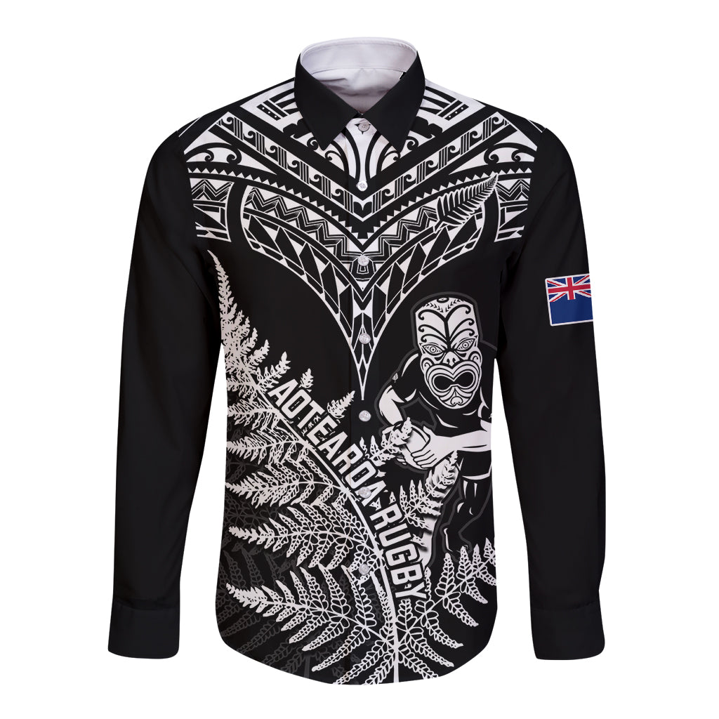 New Zealand Silver Fern Rugby Long Sleeve Button Shirt Go All Black 2023 World Cup - Wonder Print Shop