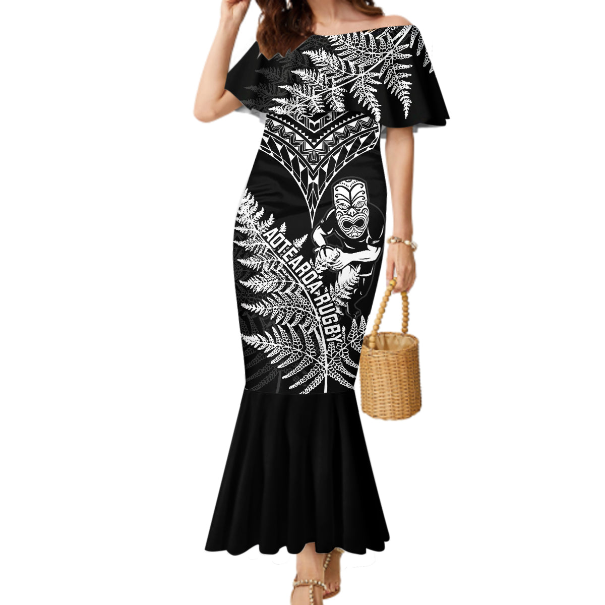 New Zealand Silver Fern Rugby Mermaid Dress Go All Black 2023 World Cup - Wonder Print Shop