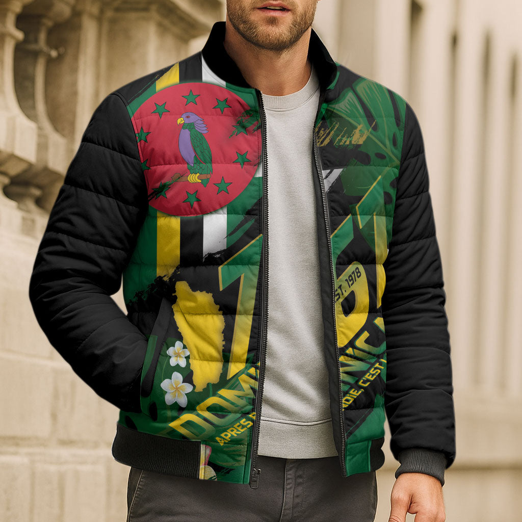 Dominica Independence Day Bomber Puffer Jacket Waitukubuli 767 Flag Tropical Vibes