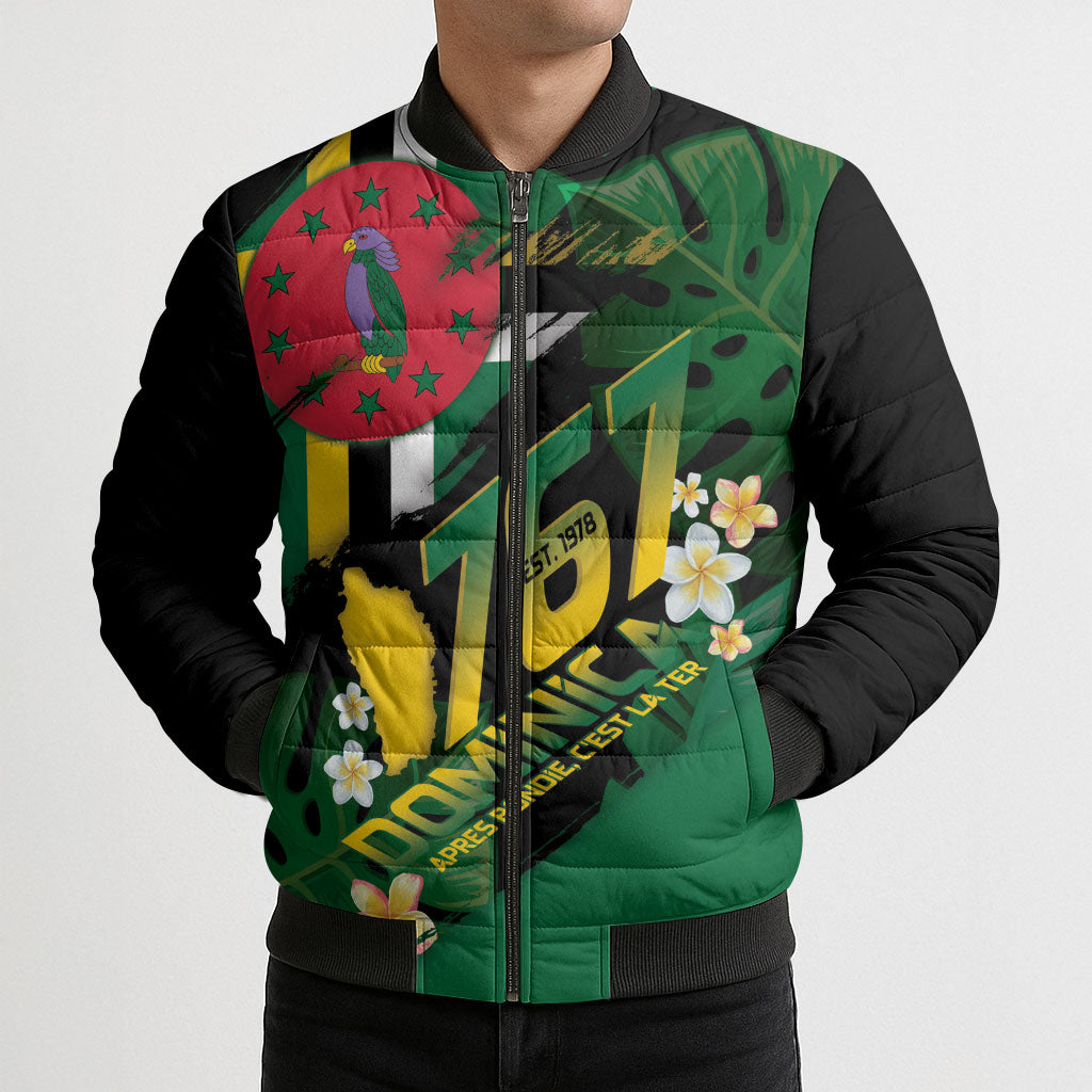 Dominica Independence Day Bomber Puffer Jacket Waitukubuli 767 Flag Tropical Vibes