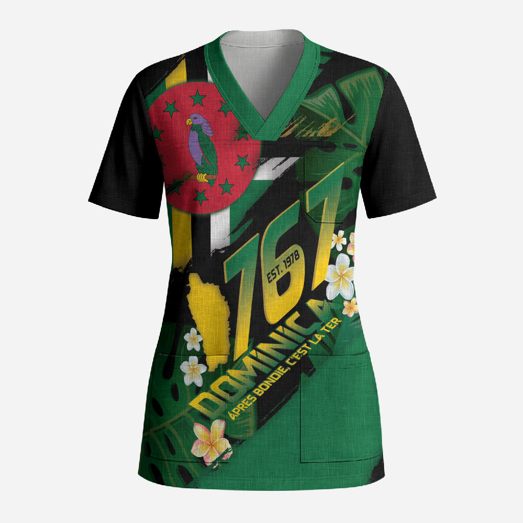 Dominica Independence Day Scrub Top Waitukubuli 767 Flag Tropical Vibes