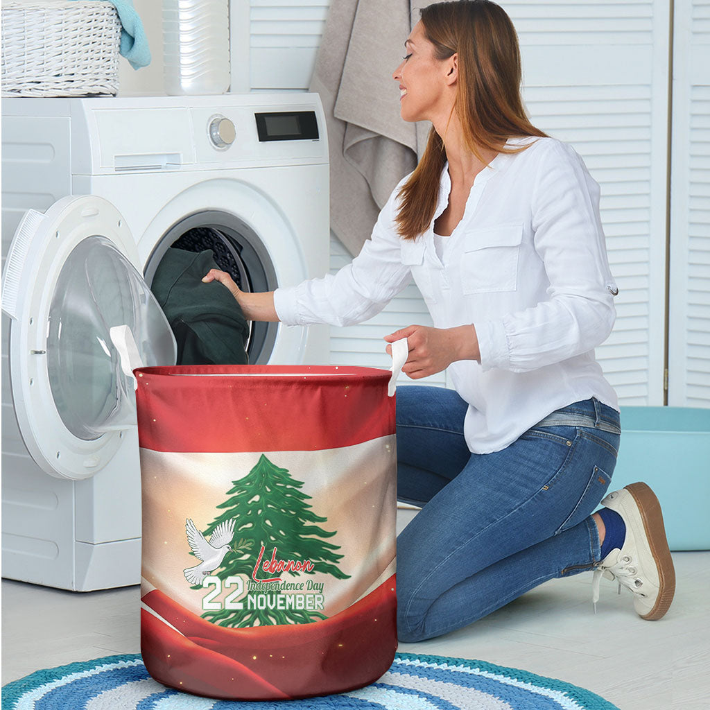 Lebanon Independence Day Laundry Basket Happy 22 November Cedar Flag Style