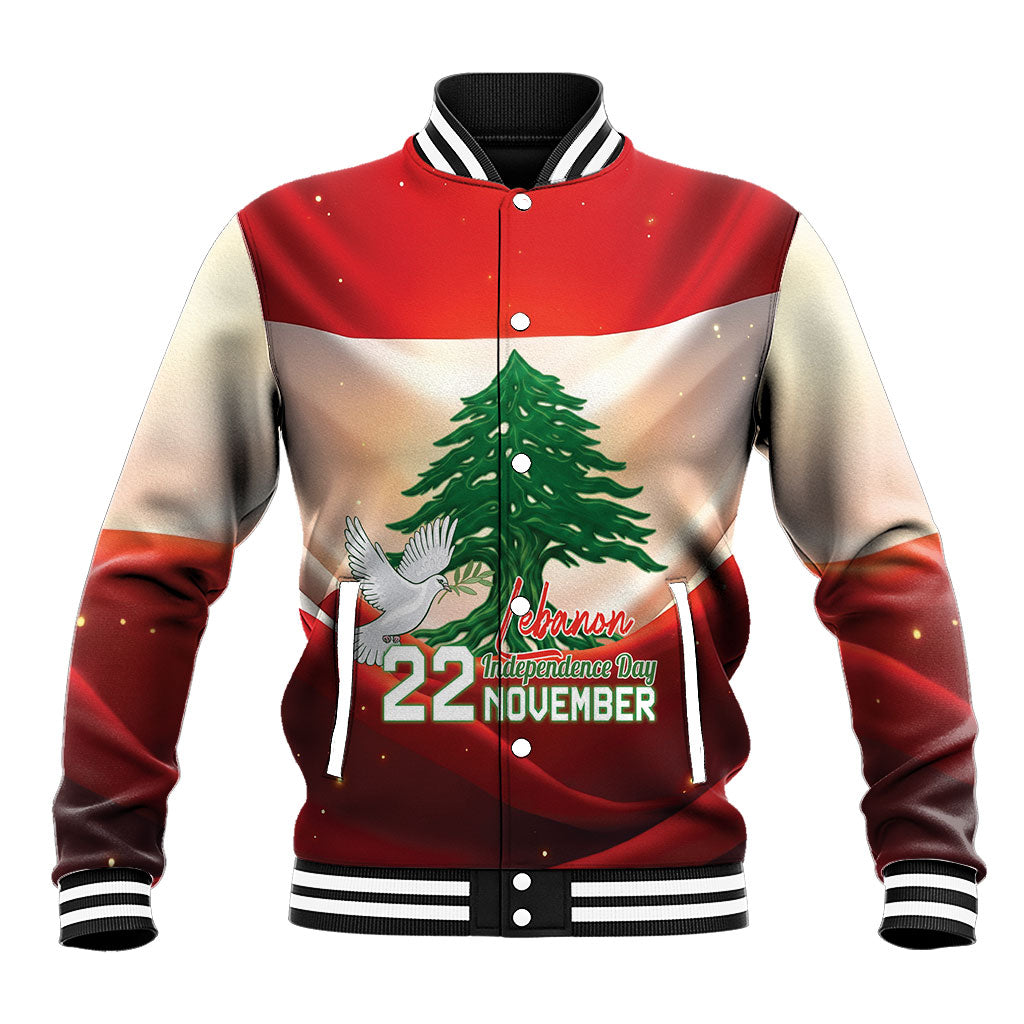 Personalised Lebanon Independence Day Baseball Jacket Happy 22 November Cedar Flag Style