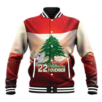 Personalised Lebanon Independence Day Baseball Jacket Happy 22 November Cedar Flag Style