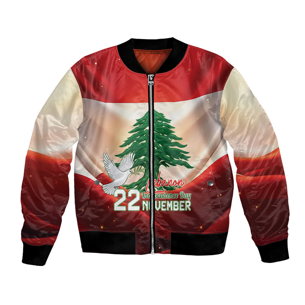 Personalised Lebanon Independence Day Bomber Jacket Happy 22 November Cedar Flag Style