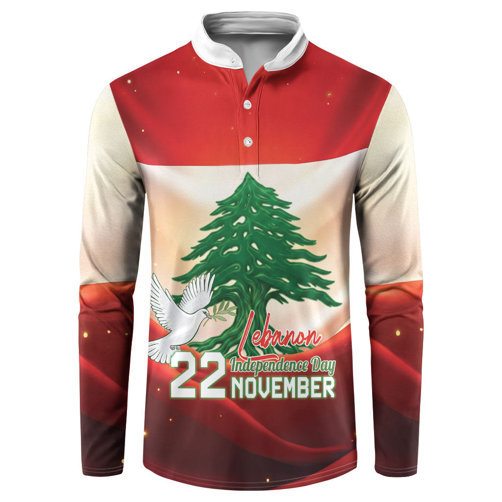 Personalised Lebanon Independence Day Button Sweatshirt Happy 22 November Cedar Flag Style