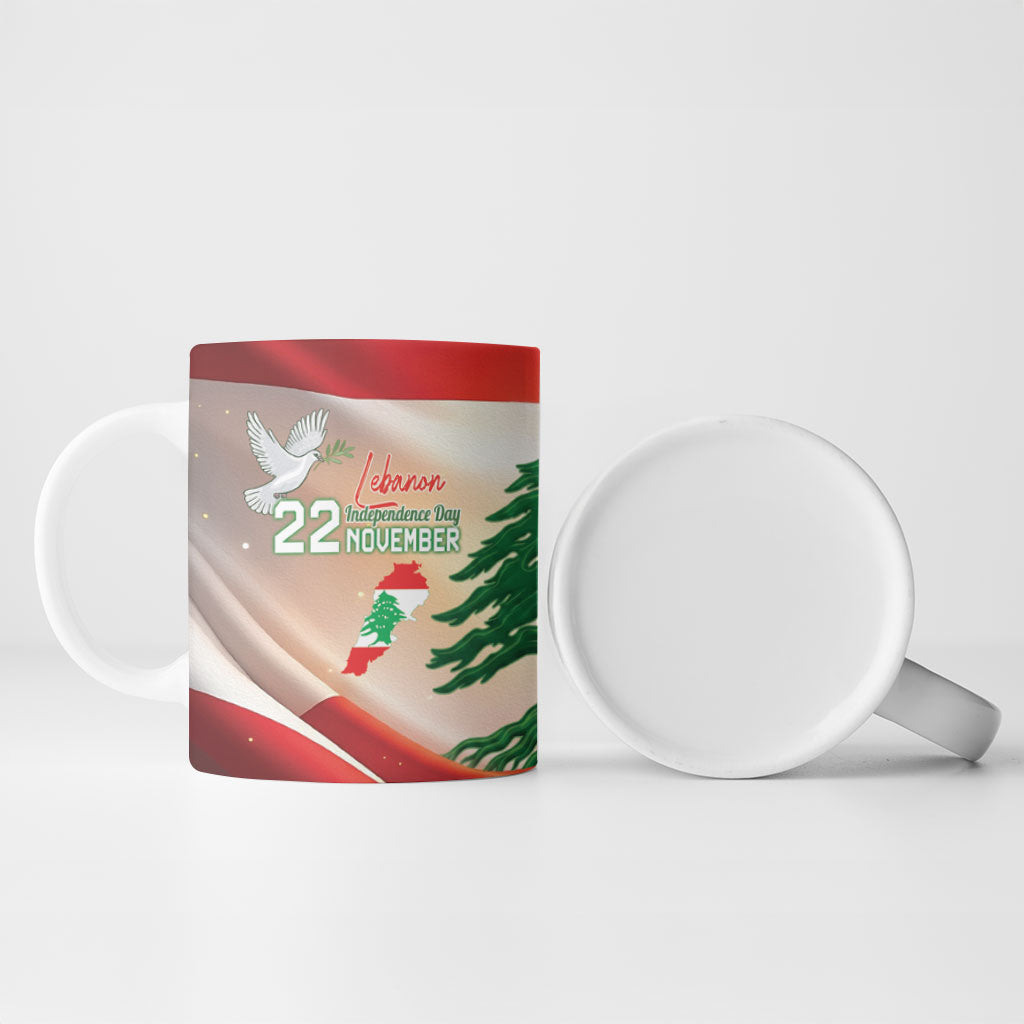 Personalised Lebanon Independence Day Ceramic Mug Happy 22 November Cedar Flag Style