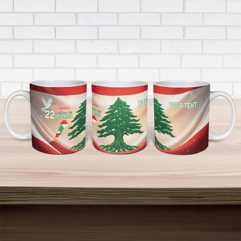 Personalised Lebanon Independence Day Ceramic Mug Happy 22 November Cedar Flag Style