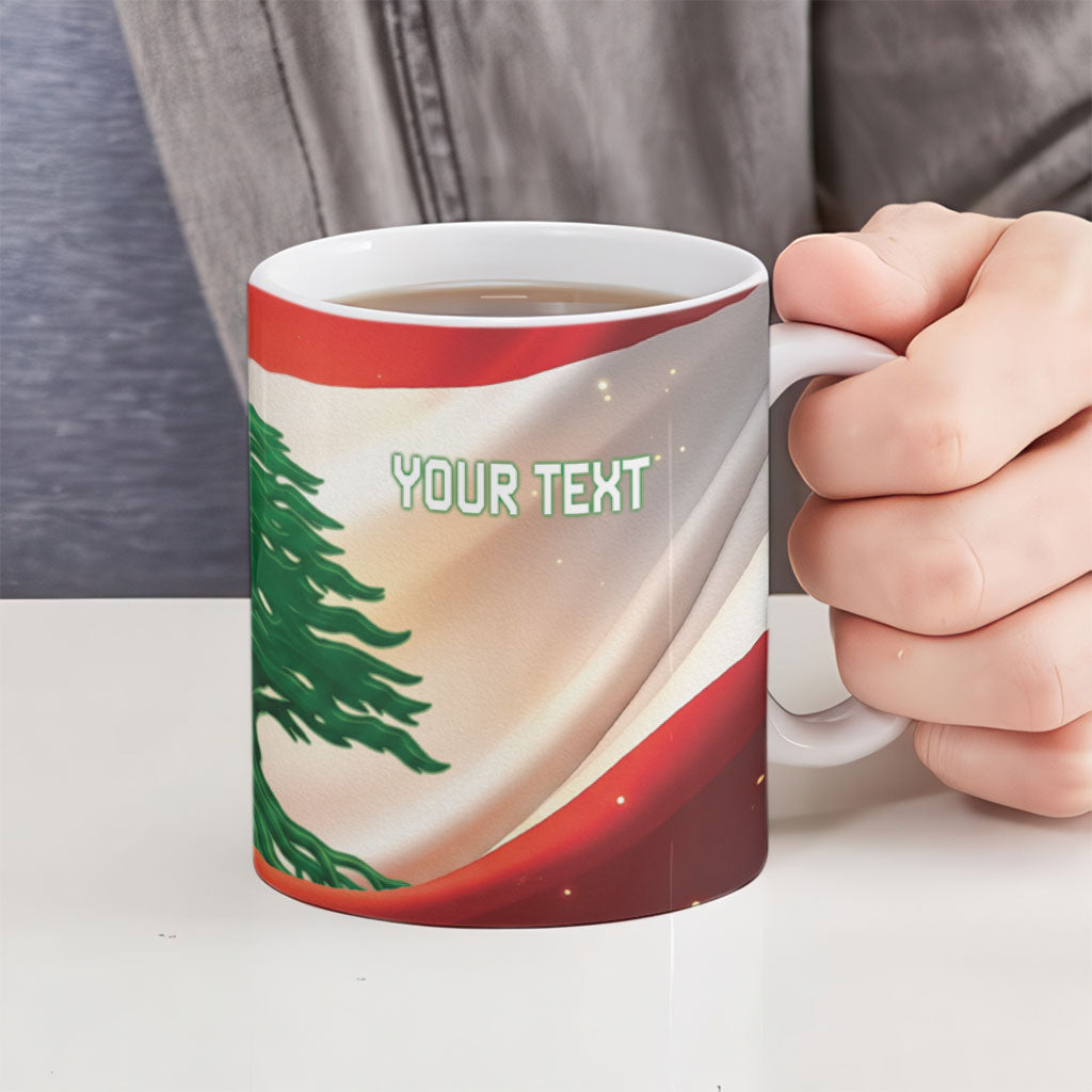 Personalised Lebanon Independence Day Ceramic Mug Happy 22 November Cedar Flag Style