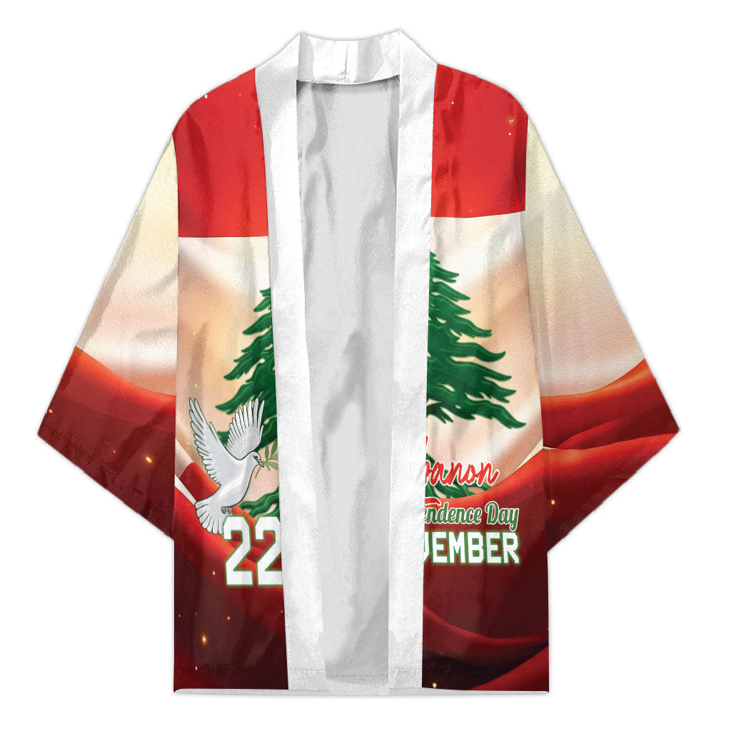 Personalised Lebanon Independence Day Kimono Happy 22 November Cedar Flag Style