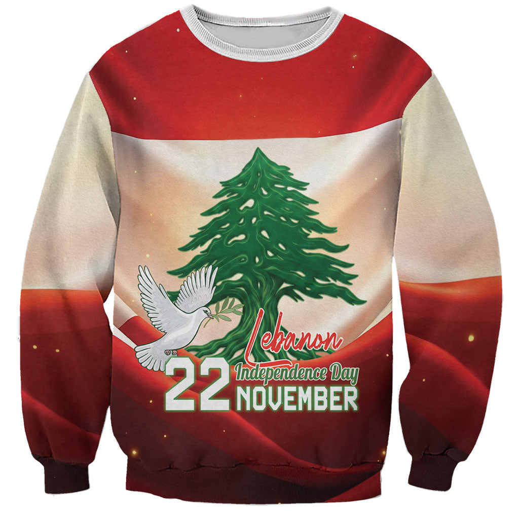 Personalised Lebanon Independence Day Sweatshirt Happy 22 November Cedar Flag Style