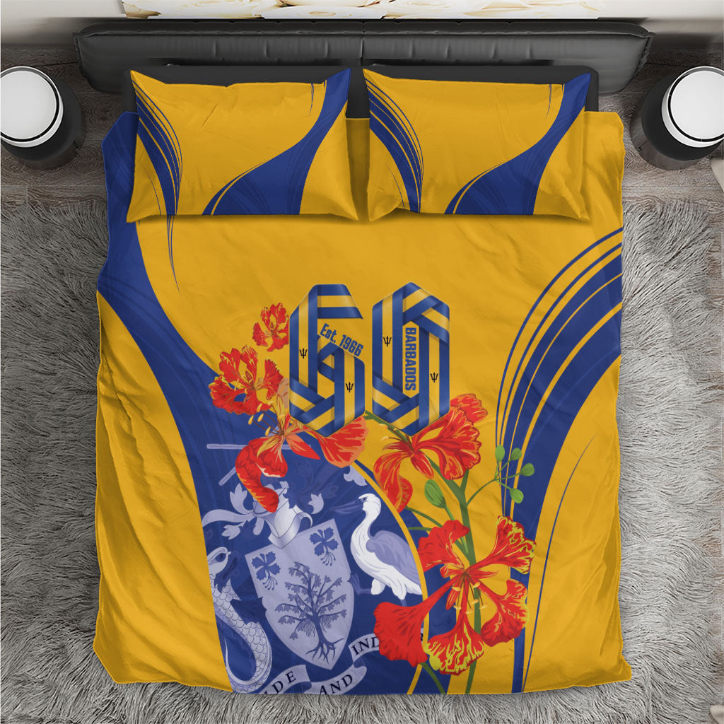 Barbados Independence Day Bedding Set 60th Anniversary Dwarf Poinciana Curves