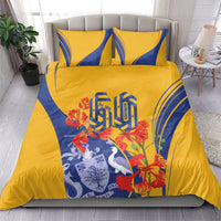 Barbados Independence Day Bedding Set 60th Anniversary Dwarf Poinciana Curves