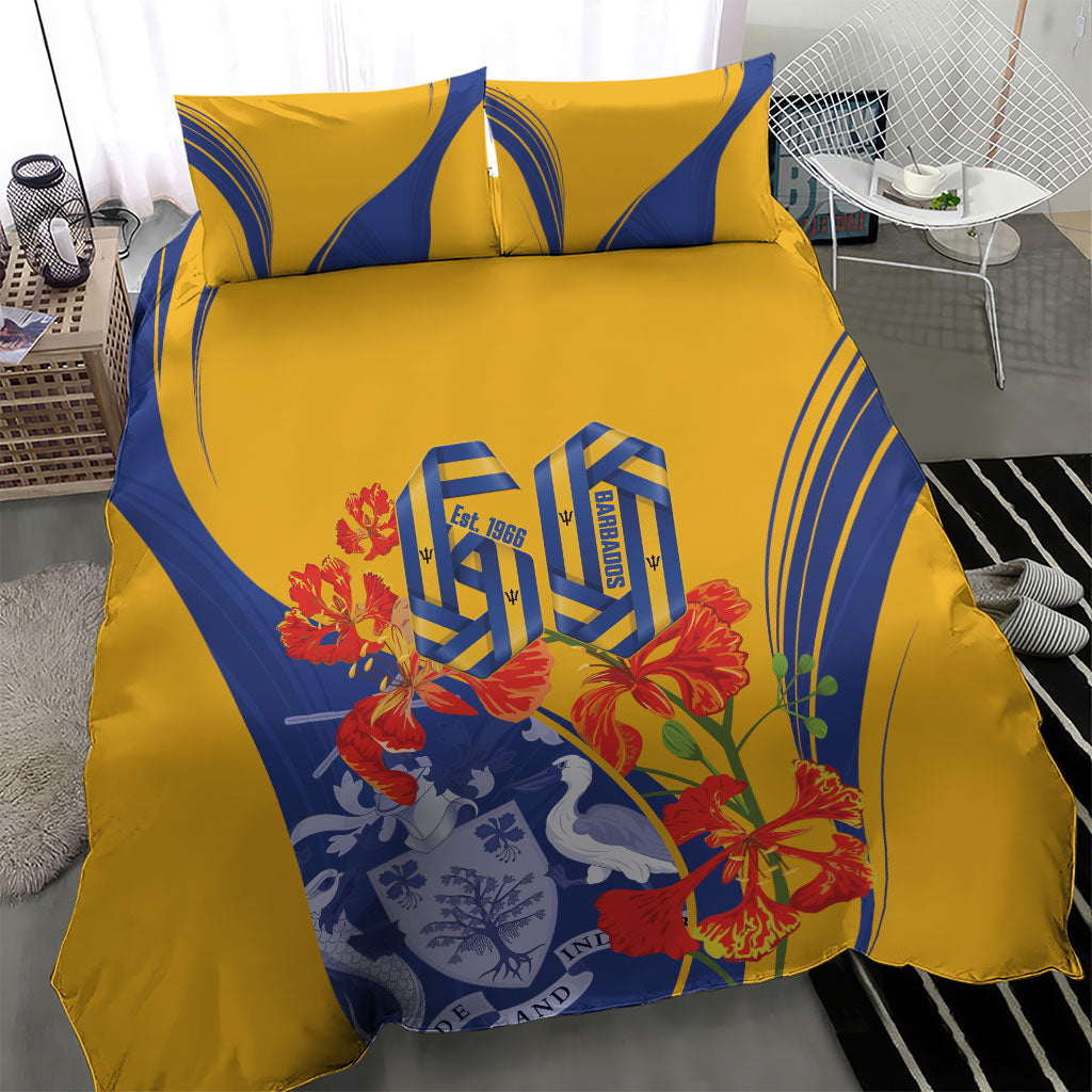 Barbados Independence Day Bedding Set 60th Anniversary Dwarf Poinciana Curves