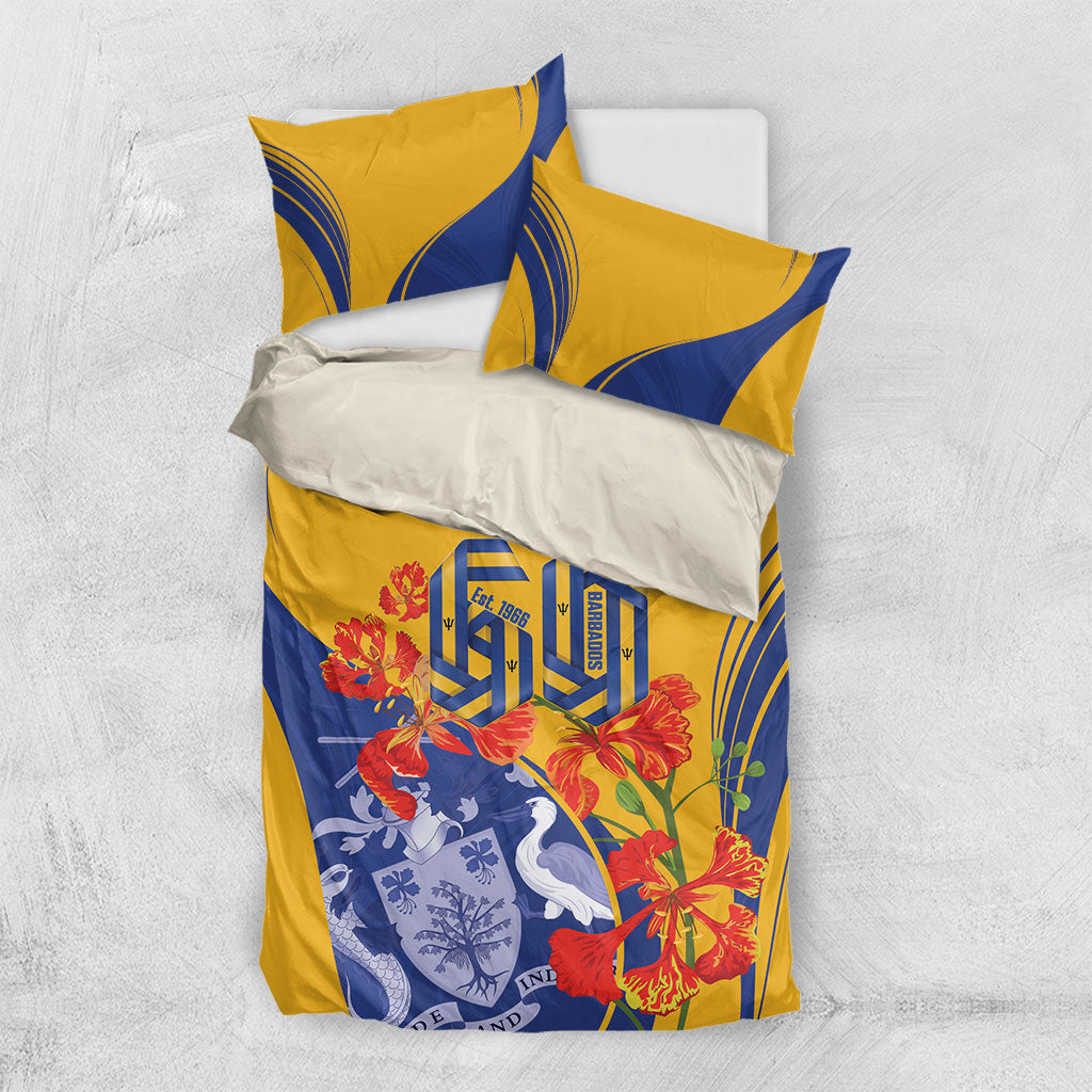 Barbados Independence Day Bedding Set 60th Anniversary Dwarf Poinciana Curves