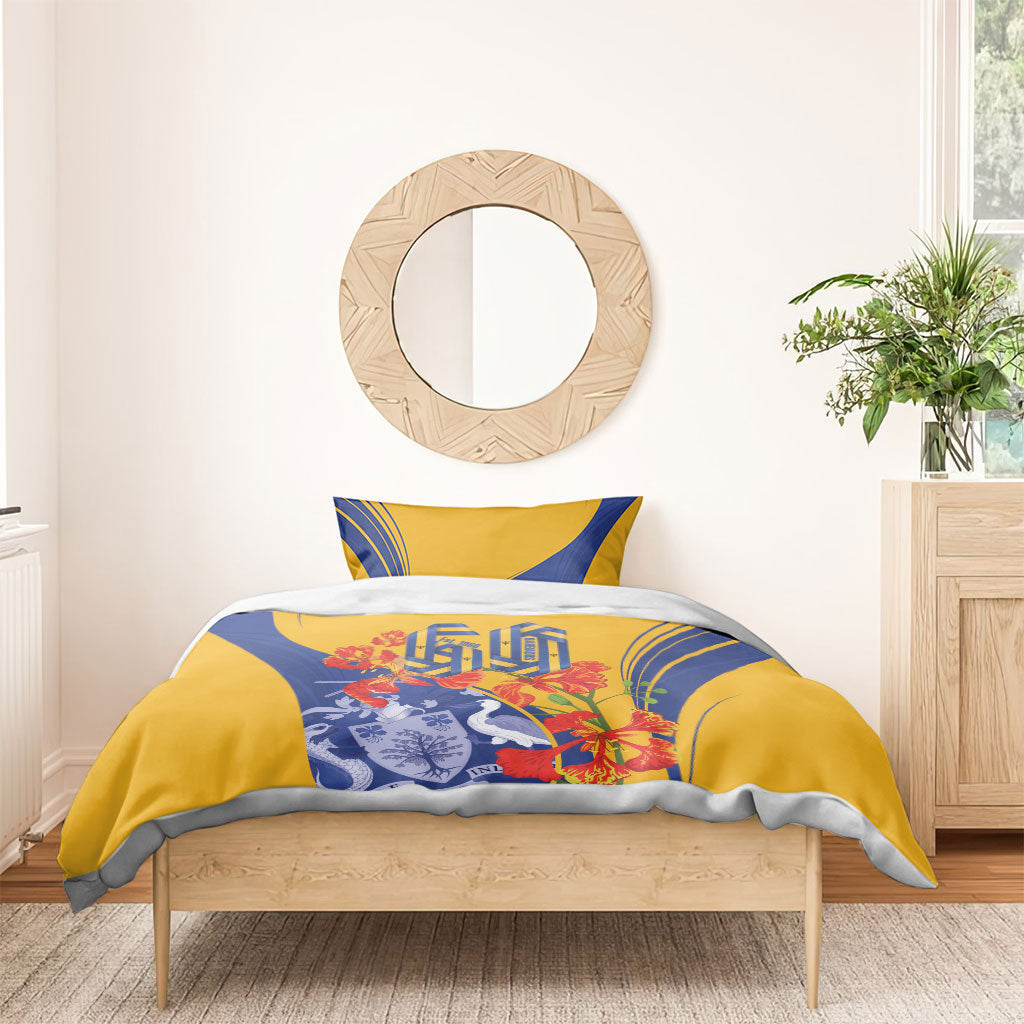 Barbados Independence Day Bedding Set 60th Anniversary Dwarf Poinciana Curves