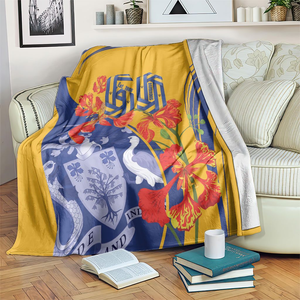 Barbados Independence Day Blanket 60th Anniversary Dwarf Poinciana Curves