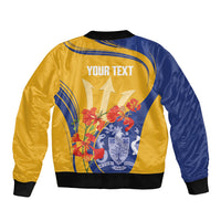 Personalized Barbados Independence Day Bomber Jacket 60th Anniversary Dwarf Poinciana Curves