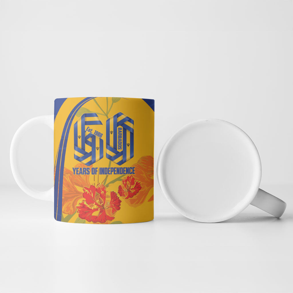 Personalized Barbados Independence Day Ceramic Mug 60th Anniversary Dwarf Poinciana Curves