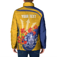 Personalized Barbados Independence Day Padded Jacket 60th Anniversary Dwarf Poinciana Curves