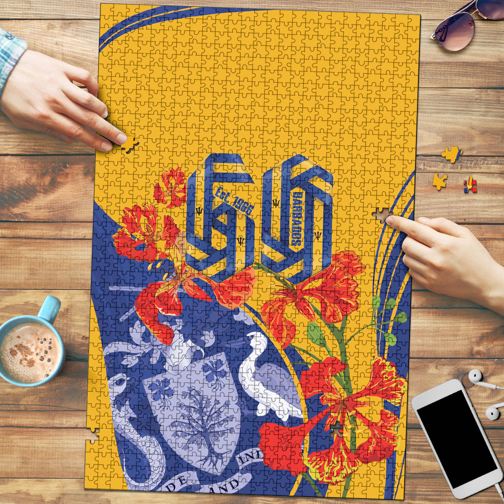 Barbados Independence Day Puzzle 60th Anniversary Dwarf Poinciana Curves