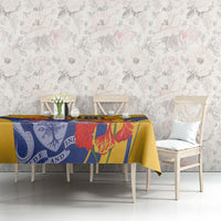 Barbados Independence Day Tablecloth 60th Anniversary Dwarf Poinciana Curves