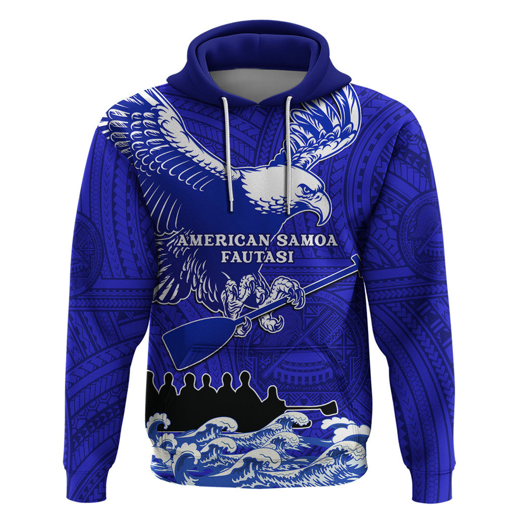 Personalised American Samoa Fautasi Race Hoodie Eagle With Polynesian Pattern - Wonder Print Shop