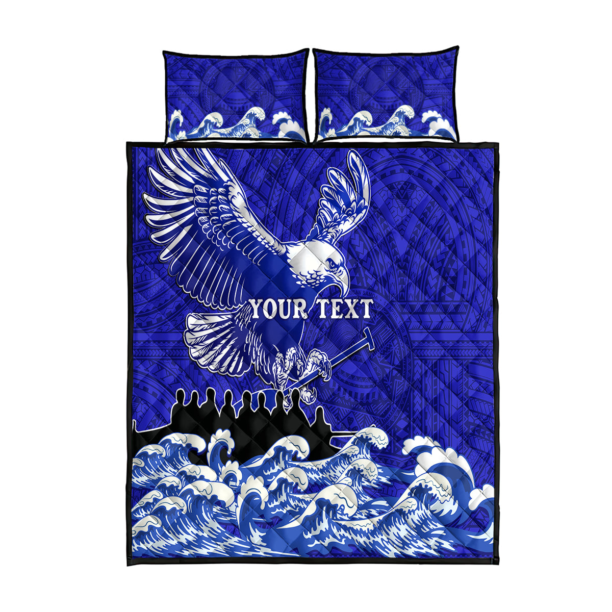 personalised-american-samoa-fautasi-race-quilt-bed-set-eagle-with-polynesian-pattern